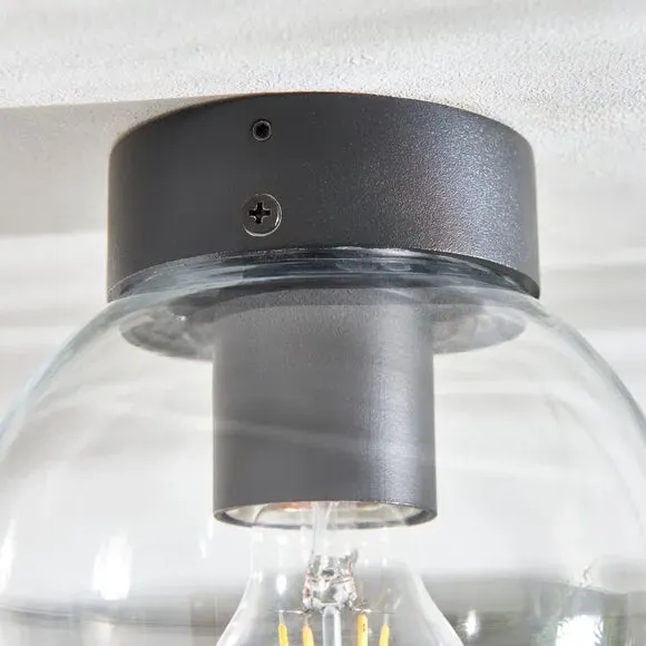 Flush Ceiling Light Industrial - Smoked, Metal