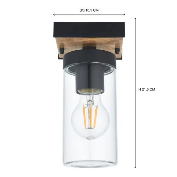 Flush Ceiling Light Industrial Style - Black