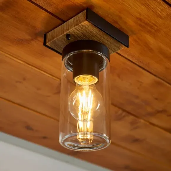 Flush Ceiling Light Industrial Style - Black image