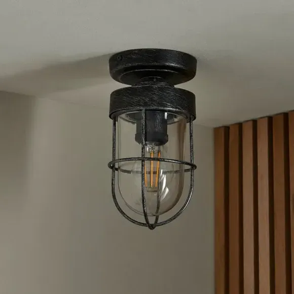 Flush Ceiling Light Industrial Style - Pewter