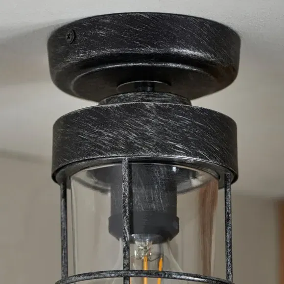 Flush Ceiling Light Industrial Style - Pewter