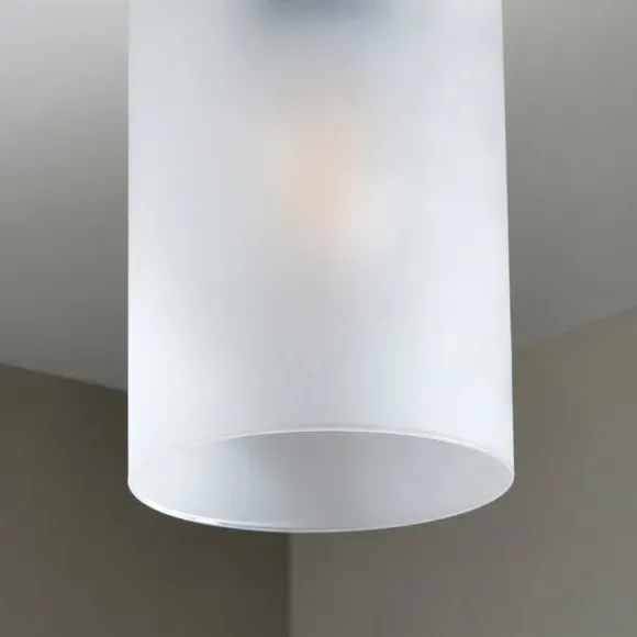 Flush Ceiling Light IP44 Rated - Black, Glass
