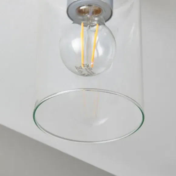 Flush Ceiling Light IP44 Rated - Chrome, Glass