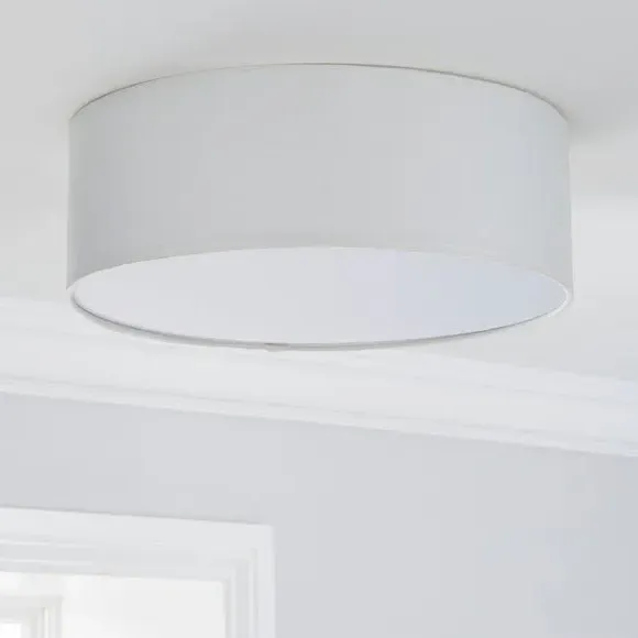 Flush Ceiling Light - Ivory, Faux Linen