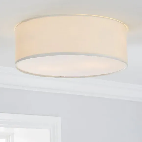 Flush Ceiling Light - Ivory, Faux Linen image