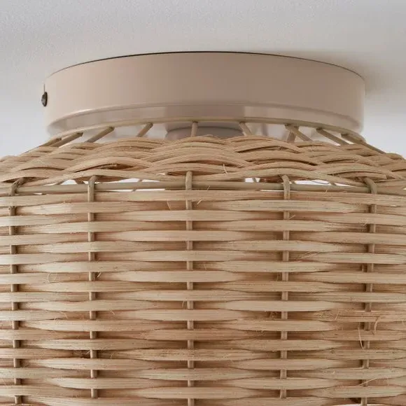 Flush Ceiling Light - Natural, Rattan