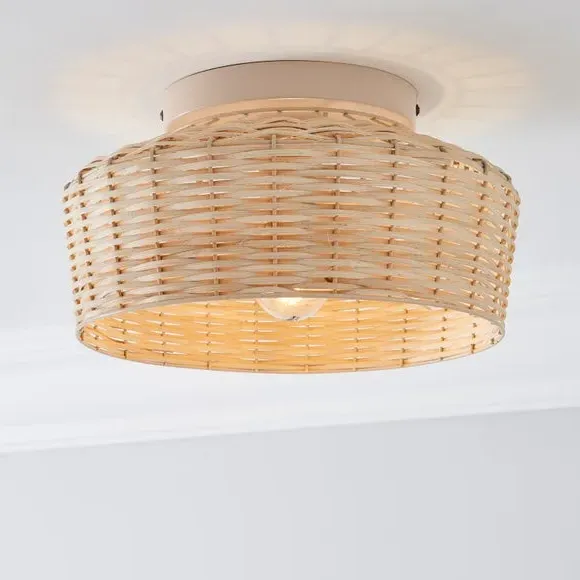 Flush Ceiling Light - Natural, Rattan image