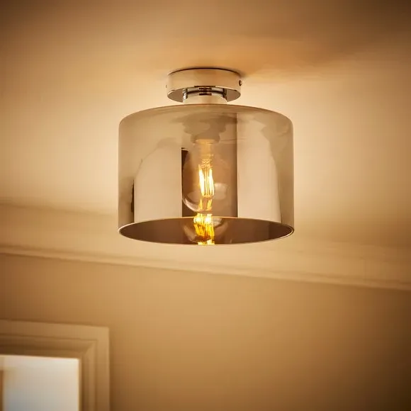 Flush Ceiling Light - Silver, Chrome