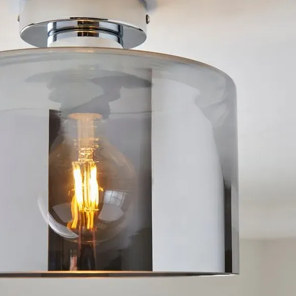 Flush Ceiling Light - Silver, Chrome