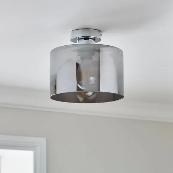 Flush Ceiling Light - Silver, Chrome