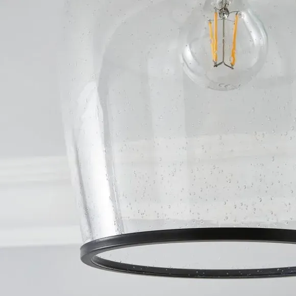 Flush Ceiling Light with Bubbled Glass - Black