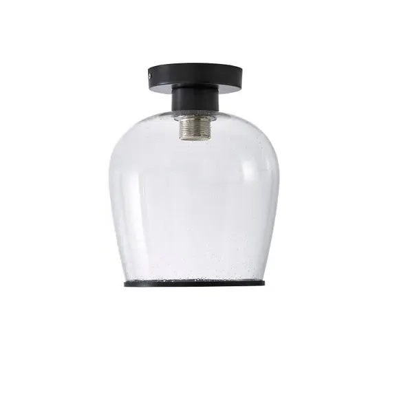 Flush Ceiling Light with Bubbled Glass - Black