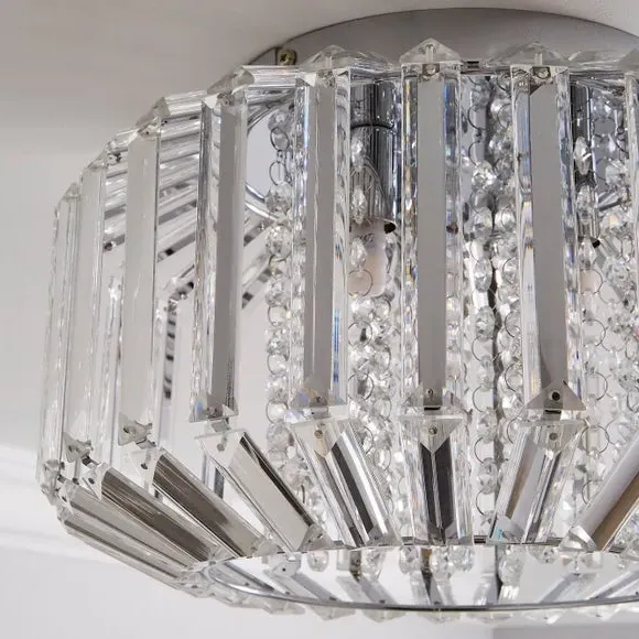 Flush Ceiling Light with Crystals - Chrome