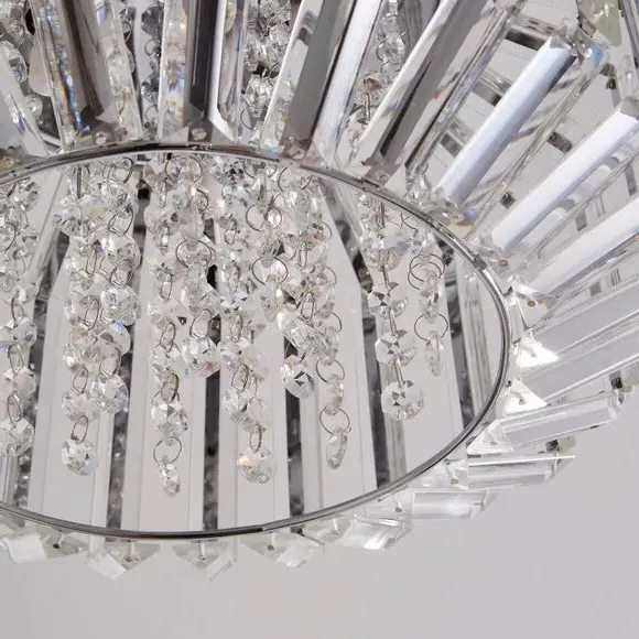 Flush Ceiling Light with Crystals - Chrome