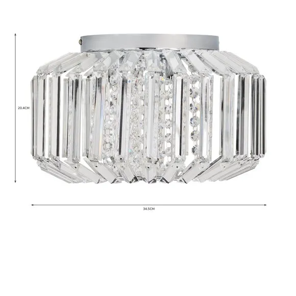Flush Ceiling Light with Crystals - Chrome