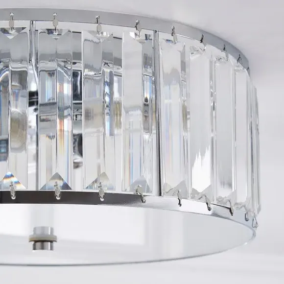Flush Ceiling Light with Crystals - Chrome