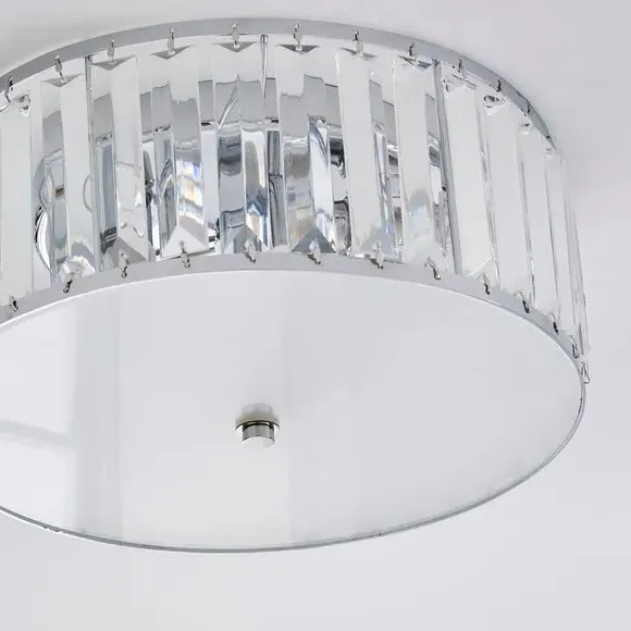 Flush Ceiling Light with Crystals - Chrome