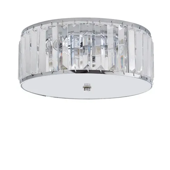 Flush Ceiling Light with Crystals - Chrome