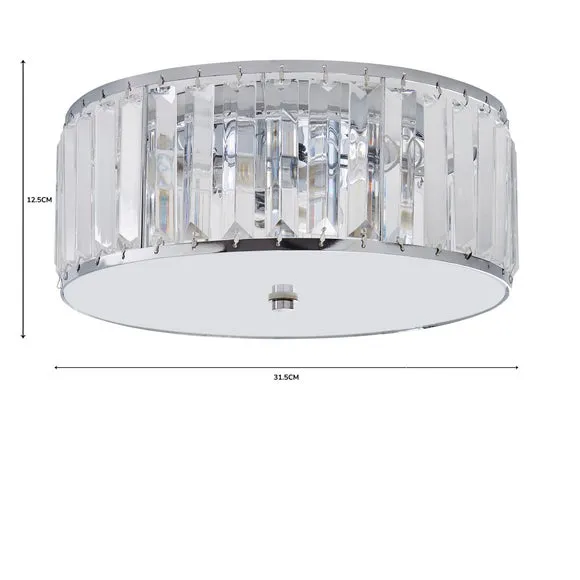 Flush Ceiling Light with Crystals - Chrome