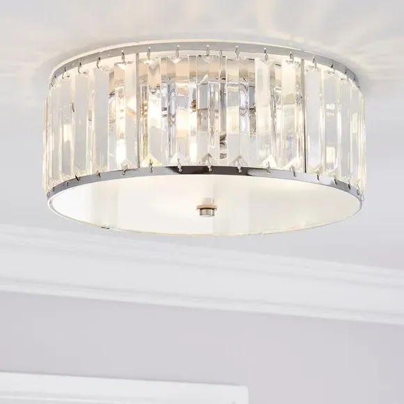 Flush Ceiling Light with Crystals - Chrome image