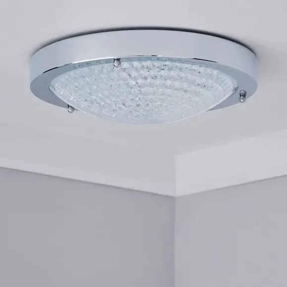 Flush Ceiling Light with Dimmer - Silver, Chrome