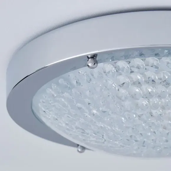 Flush Ceiling Light with Dimmer - Silver, Chrome