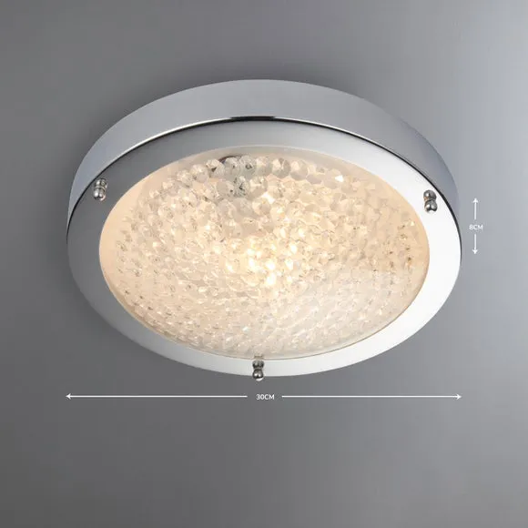 Flush Ceiling Light with Dimmer - Silver, Chrome