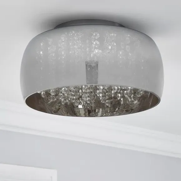 Flush Ceiling Light with Droplets - Smoke, Glass