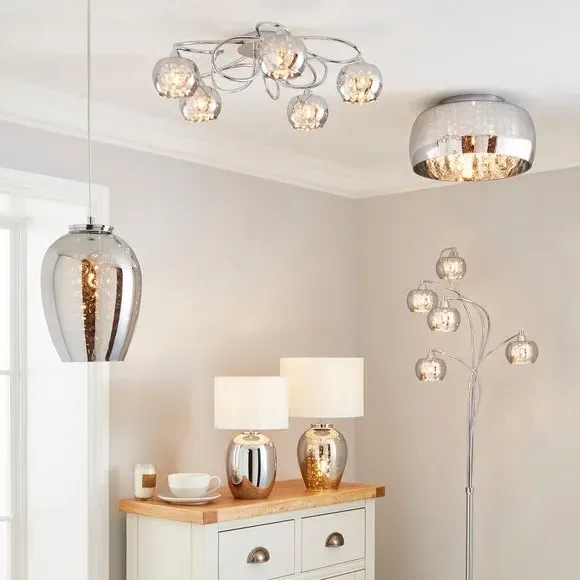 Flush Ceiling Light with Droplets - Smoke, Glass