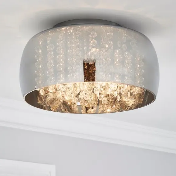 Flush Ceiling Light with Droplets - Smoke, Glass image
