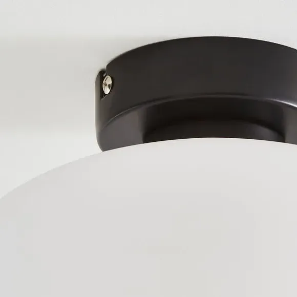 Flush Ceiling Light with Glass Dome - Black, Metal