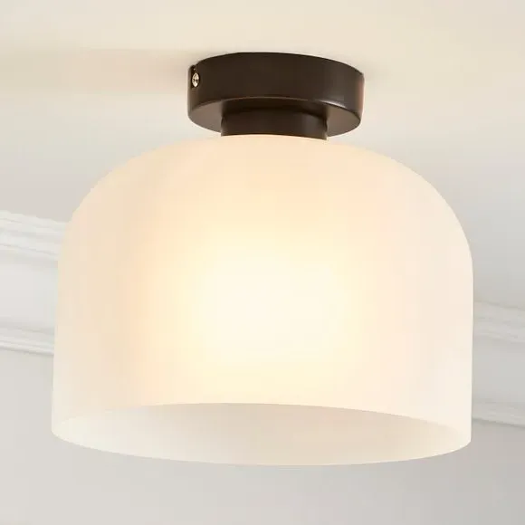 Flush Ceiling Light with Glass Dome - Black, Metal image