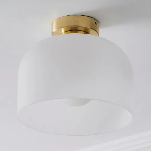 Flush Ceiling Light with Glass Dome - Gold, Metal