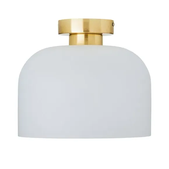 Flush Ceiling Light with Glass Dome - Gold, Metal