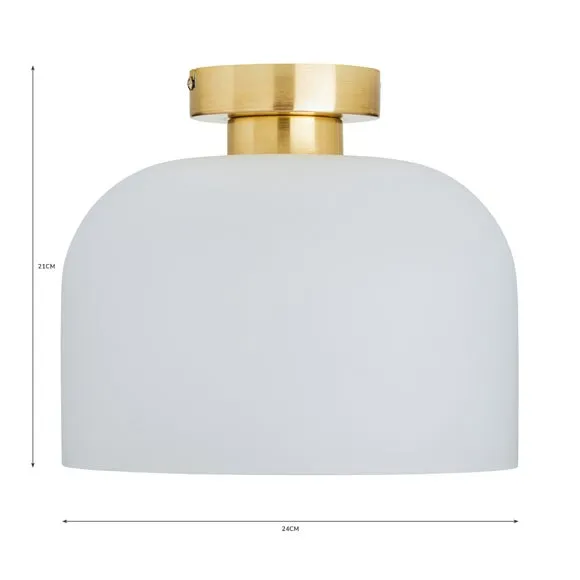 Flush Ceiling Light with Glass Dome - Gold, Metal