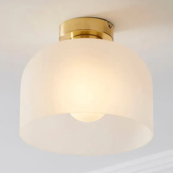 Flush Ceiling Light with Glass Dome - Gold, Metal