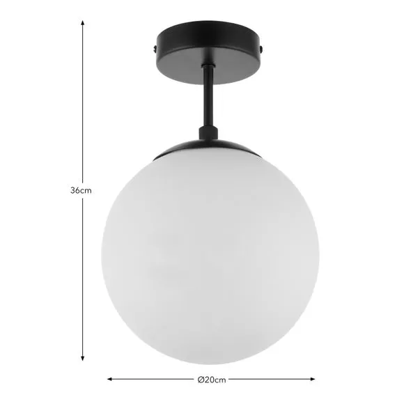 Flush Ceiling Light with IP44 Rating - Black