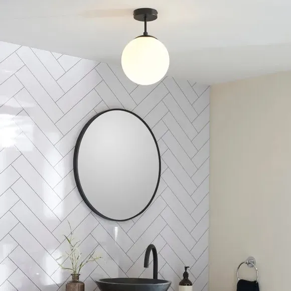 Flush Ceiling Light with IP44 Rating - Black