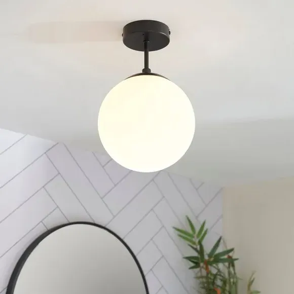 Flush Ceiling Light with IP44 Rating - Black