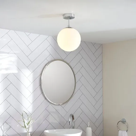 Flush Ceiling Light with IP44 Rating - Chrome