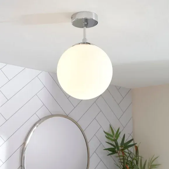 Flush Ceiling Light with IP44 Rating - Chrome