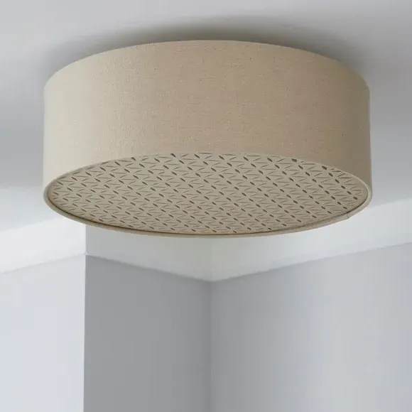 Flush Ceiling Light with Laser Cut - Taupe, Linen
