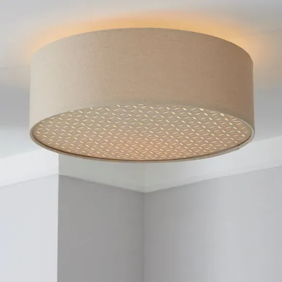 Flush Ceiling Light with Laser Cut - Taupe, Linen image