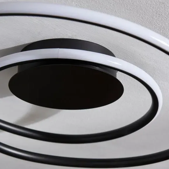 Flush Ceiling Light with LED - Black, Metal