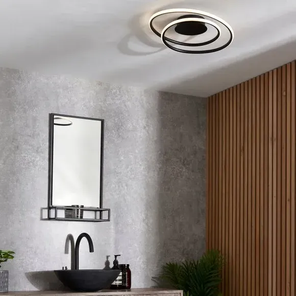 Flush Ceiling Light with LED - Black, Metal