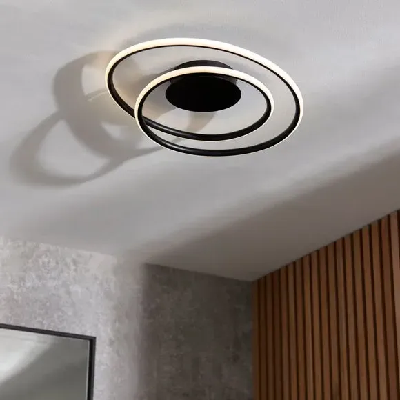 Flush Ceiling Light with LED - Black, Metal