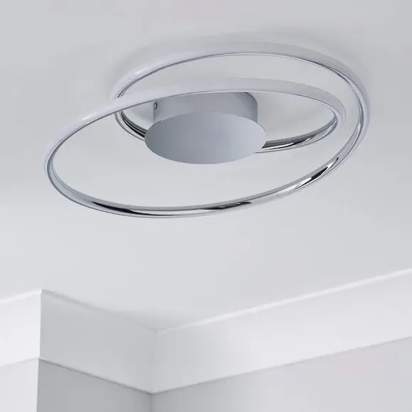 Flush Ceiling Light with LED - Chrome, Metal