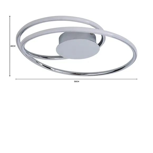 Flush Ceiling Light with LED - Chrome, Metal