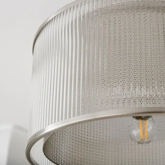 Flush Ceiling Light with Mesh Detail - Chrome, Glass