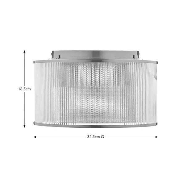 Flush Ceiling Light with Mesh Detail - Chrome, Glass